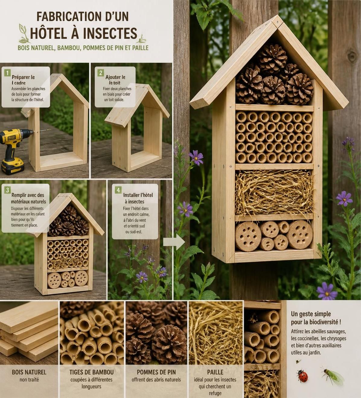 découvrez pourquoi créer un hôtel à insectes est essentiel pour préserver la biodiversité et apprenez comment construire un refuge naturel pour accueillir ces petits alliés de votre jardin.
